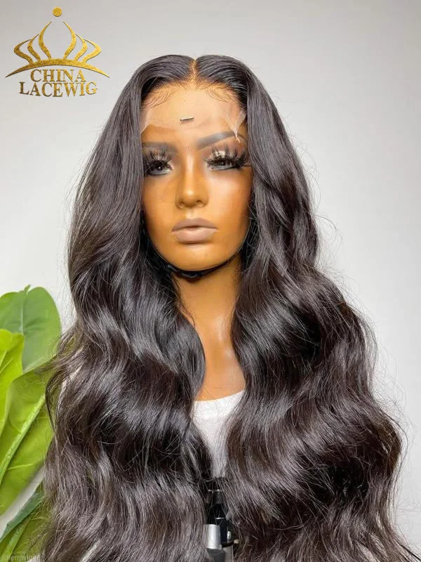 Chinalacewig Black Color 5×5 HD Lace Virgin Human Hair Body Wave Wig With Pre Plucked NCF90