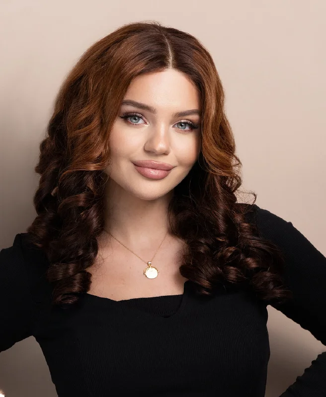 bouncy curls human wig - 18" brown ombre.