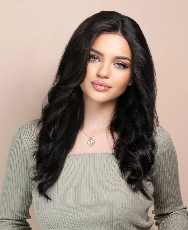 lace front human wig - 18" natural black.