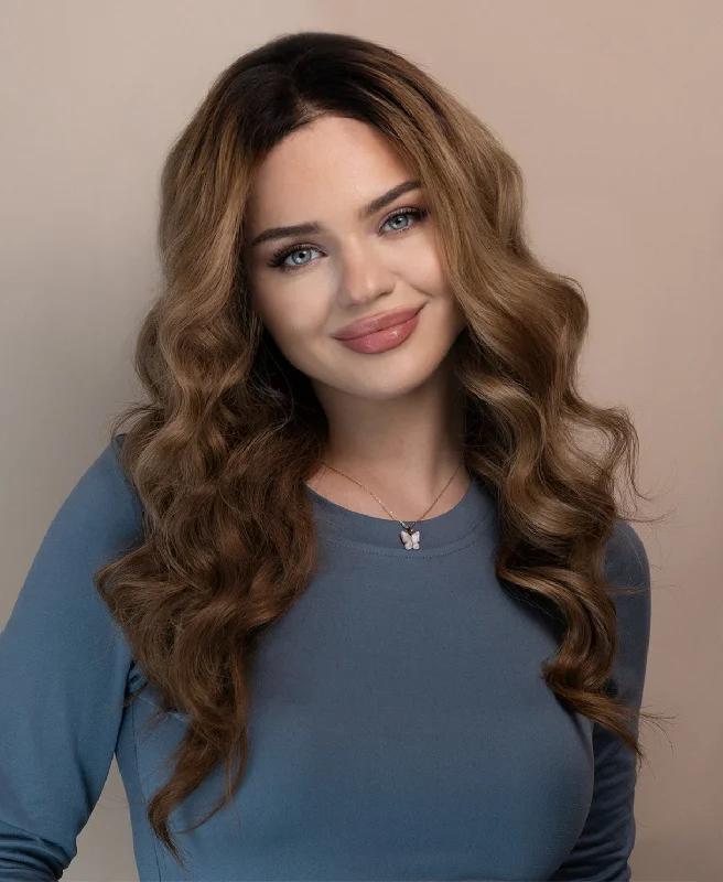 lace front human wig - 20" ash brown balayage.