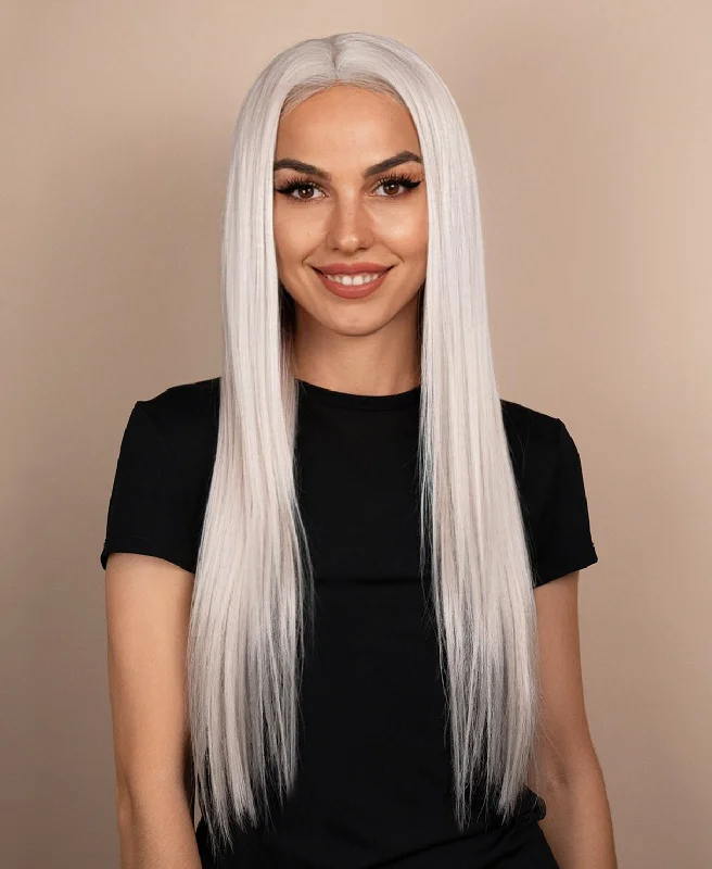 front lace human wig - 24" white blonde.