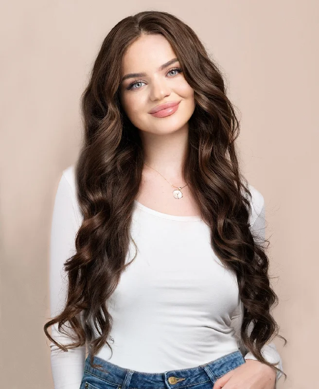 lace front human wig - 26" medium brown.