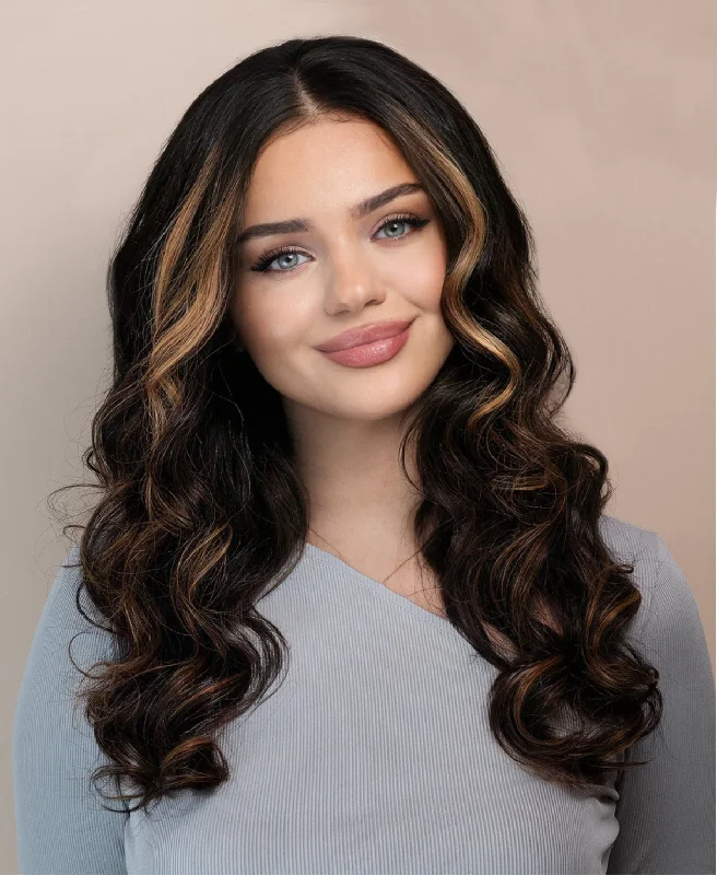 lace front human wig - 20" blonde moneypiece with balayage.