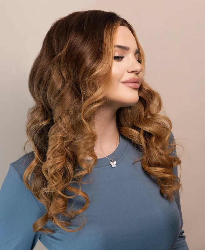 lace front human wig - 20" chestnut blonde balayage.