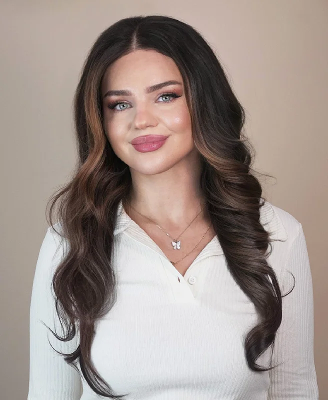 lace front human wig - 20" dark brown balayage