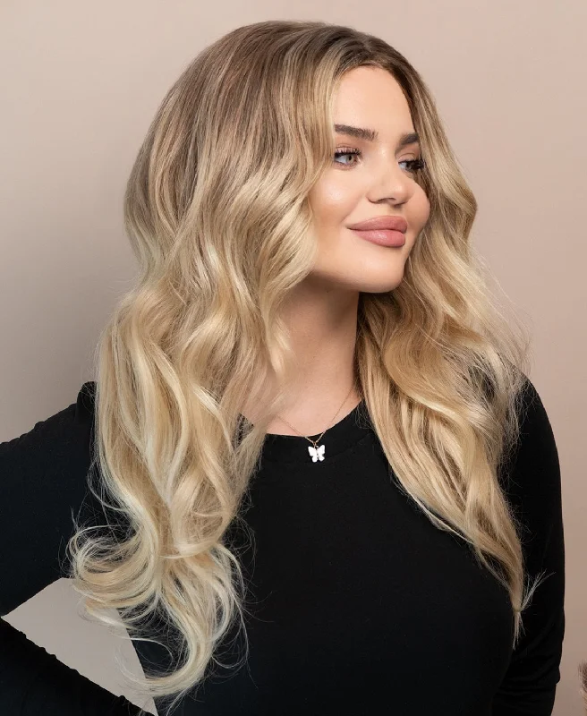 lace front human wig - 20" light blonde balayage.