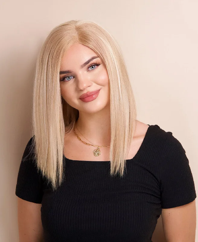 long bob human wig  - 12" blonde highlights.