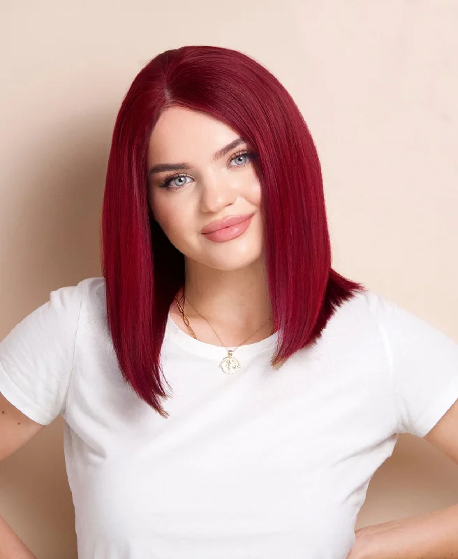 long bob human wig  - 12" cherry red.