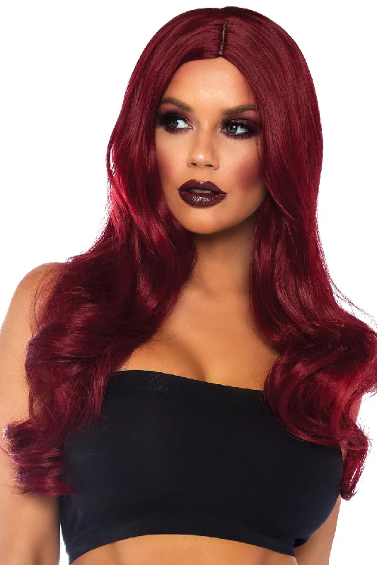 Long Burgundy Wavy Wig