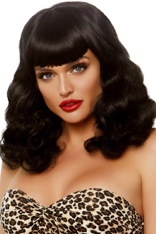 Retro Curly Black Bob Wig