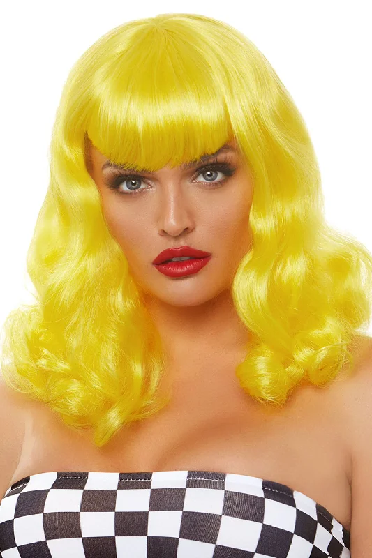 Retro Curly Yellow Bob Wig