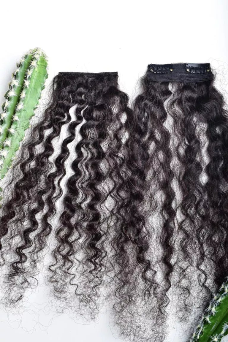 Slightly Coiled Curly Hair Extensions – Side Patches