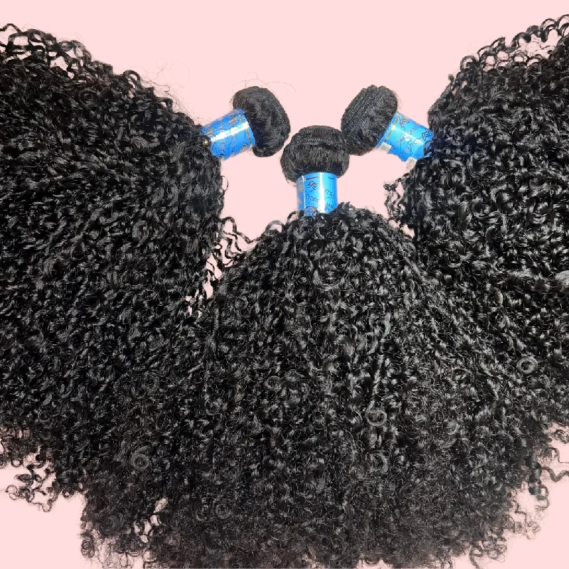 Virgin Brazilian Human Hair Bundle Extensions - 4b 4c Afro Kinky Curly