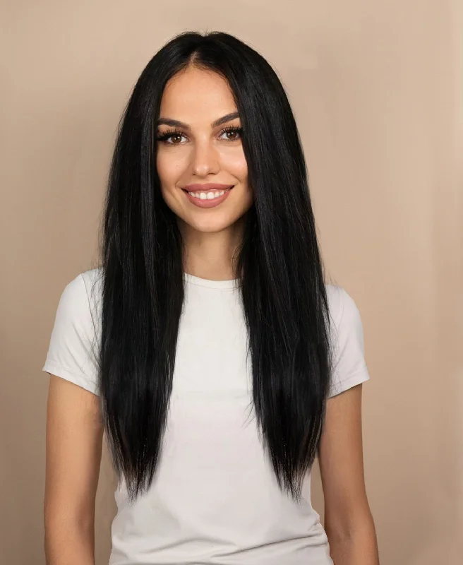 full lace human wig - 18" natural black.