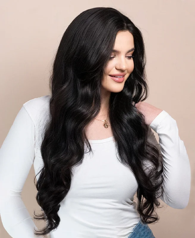 lace front human wig - 26" natural black.