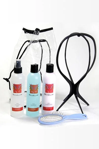 Wig Care Kit - TressAllure - Home Care Kit - Shampoo, Conditioner, Finishing Mist, Brush, Plastic Wig Stand