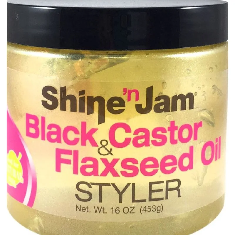 Ampro Shine N Jam Black Castor & Flaxseed Gel - 16 Oz