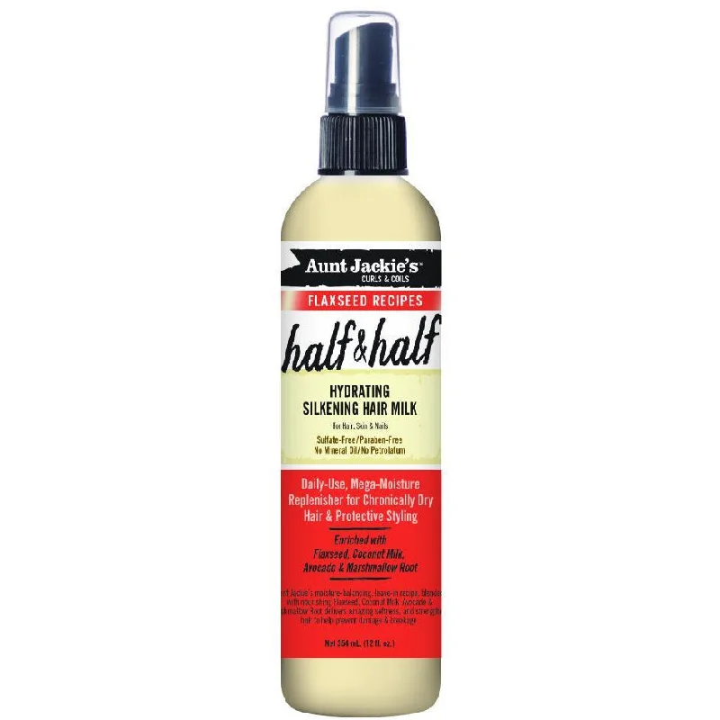 Aunt Jackie's Flaxseed Recipes Half & Half, Hydrating Silkening Hair Milk -12 Oz