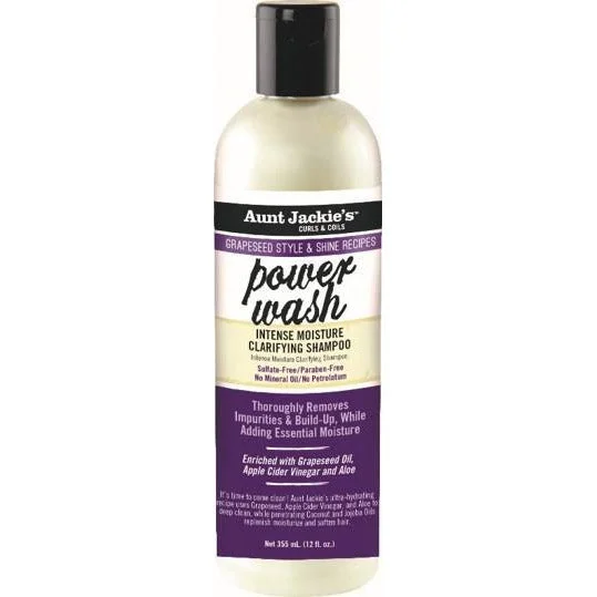 Aunt Jackie's Grapeseed Collection Power Wash Intense Moisture Clarifying Shampoo 12 Oz