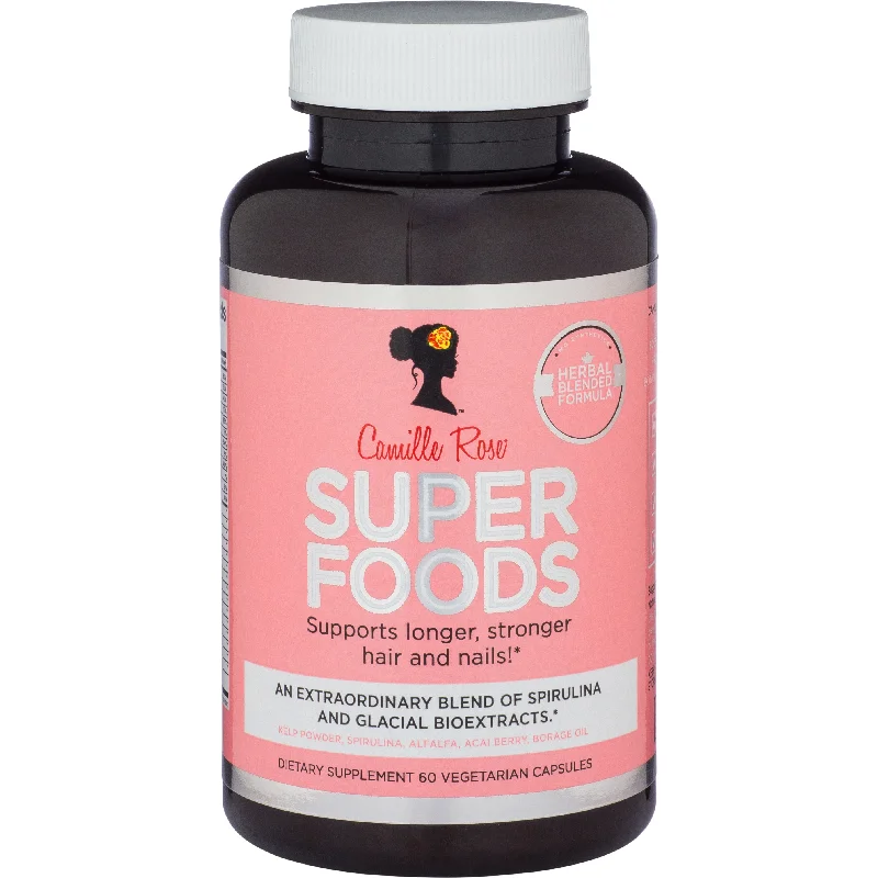 Camille Rose Super Foods Hair & Nail Supplement, 60 Vegan Capsules for Hair Growth & Energy Support