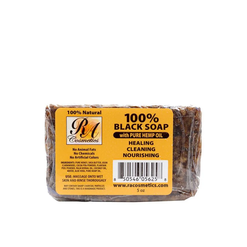 RA COSMETICS 100% Black Soap [Pure Hemp Oil] 5Oz