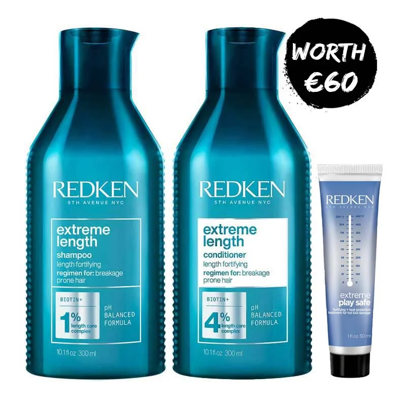 Redken Extreme Length Shampoo, Conditioner + FREE Extreme Play Safe 30ml